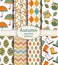 Autumn seamless patterns. Vector set.