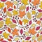 Autumn seamless seasonal cartoon pattern with leaves, twigs, decorative elements. colorful vector.