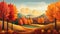 Autumn season landscape backgrounds. Fall abstract autumnal background. Hand-drawn Autumn nature background. GenerativeAI