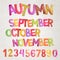 Autumn season vector watercolor names