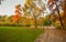 Autumn in Sempione Park in Milan, Italy.