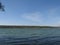 Autumn shore of a large reservoir