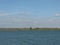 Autumn shore of a large reservoir