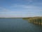 Autumn shore of a large reservoir