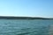 Autumn shore of a large reservoir