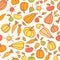 Autumn simless pattern with pumpkins in a childish style