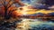 Autumn Sky Painting By Dj: Romantic Riverscapes In Painterly Style