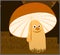 Autumn Smiling Mushroom With Umbrella Under The Rain In The Forest.