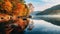 Autumn Splendor: Serene Fjord With Hickory Trees Reflecting Vibrant Colors