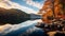 Autumn Splendor: Serene Fjord With Vibrant Hickory Trees And Calm Waters