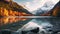 Autumn Splendor: Serene Glacier And Dogwood Reflected In Calm Waters