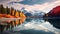 Autumn Splendor: Serene Glacier And Dogwood Reflected In Calm Waters