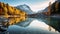 Autumn Splendor: Serene Glacier And Dogwood Reflected In Calm Waters