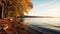 Autumn Splendor: Serene Lake Surrounded By Vibrant Chestnut Trees