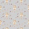 Autumn squirrels seamless pattern drawn in wax crayons on gray background.Fall holiday print for Thanksgiving