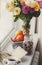Autumn still-life, nuts, citrus fruits and book