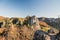 Autumn Sulovske skaly mountains from Sulovsky hrad castle ruins in Slovakia