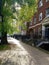 Autumn sun shines warmly on Bedford Row London