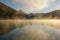 Autumn at sunrise at the Laredo reservoir Aralar Mountains Natural Park, Euskadi