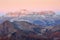 Autumn sunrise light over Sella Group, South Tirol, Dolomites mountains