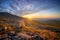 Autumn sunrise in the mountains. Colorful shot with beautiful foreground of nortern nature