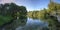 Autumn sunrise on the River Itchen - a famous chalk bed stream renowned for fly fishing - between Ovington and Itchen Abbas in