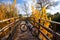 Autumn sunset bike on bridge Parque de Turia