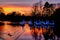 Autumn sunset swans at cannon hill park birmingham