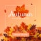 Autumn super sale flyer background design template. Fall discount online shop web banner.