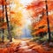 Autumn Symphony: A kaleidoscope of colors dance amidst a tranquil forest