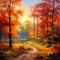 Autumn Symphony: A Serene Landscape of Vibrant Leaves