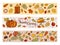 Autumn tape set or trendy scrapbooking autumnal banner. Vector illustration