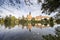 Autumn Telc Town. Fall City in Czech Republic