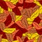 Autumn texture of leaves of trees. Vector seamless pattern foli