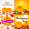 Autumn thanksgiving day banner set, isometric style