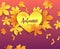 Autumn time.Seasonal lettering on paper cut golden heart. Fall leaves 3d paper style background. Vector illustration.