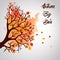 Autumn Tree With Falling Leaves on White Background. Elegant Design with Text Space and Ideal Balanced Colors.