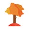 Autumn tree foliage vegetation forest flat icon with shadow