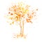Autumn tree watercolor illustration. Fall tree with art splashes
