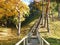 Autumn trees, hill and wooden stair, Lithuania