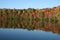 Autumn Trees reflected in blue lake in Fall