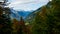 Autumn valley view on Mangart panorma road in Slovenia