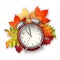 Autumn Vector Fall Leaves and Alarm Clock