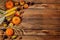 Autumn vegetable and fruit wood background