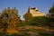 Autumn view of the beauty medieval castle in Bobolice, Poland