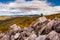 Autumn view of the Blue Ridge Mountains from the boulder-covered summit of Blackrock, in Shenandoah National Park, VA.