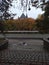 Autumn view of the cathedral old paving stones