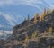 Autumn view, forested mountains and rocks