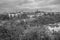 Autumn view of greenery and part of Prague Black and White from Vysehrad