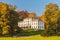 Autumn view of the historic Sonsbeek villa with visitors in Arnhem